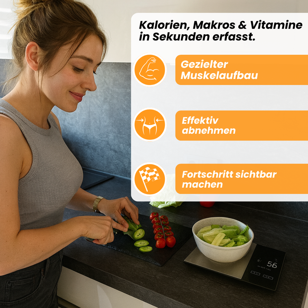 TrackBite Küchenwaage | Mit Kalorientracking